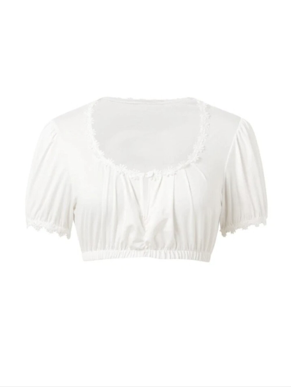 Dirndl Blouse Square Neck Cropped With Lace Detail White Women's Small NIB - Picture 5 of 6